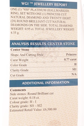 Lot 124 - A princess cut diamond ring, featuring a...