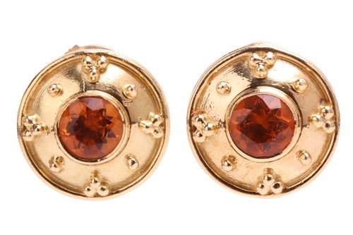 Lot 95 - Theo Fennell; a pair of citrine stud earrings,...
