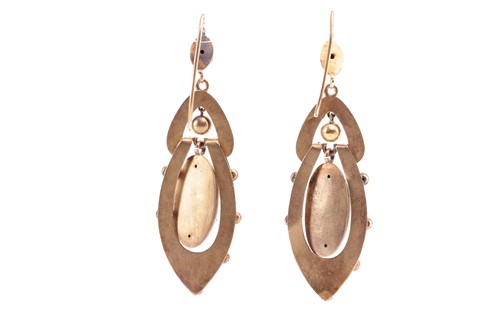 Lot 3 - A pair of Victorian drop earrings, each...