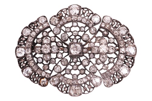Lot A Victorian diamond brooch, set with an array...
