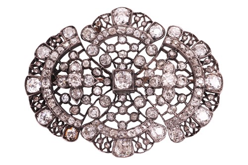 Lot 164 - A Victorian diamond brooch, set with an array...