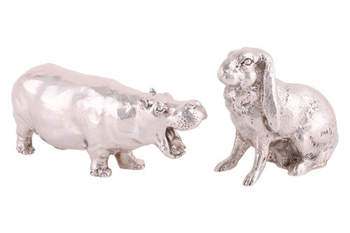 Lot 259 - Two silver animal figurines, including a heavy...