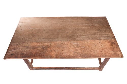 Lot 131 - A rustic oak rectangular tavern table,...