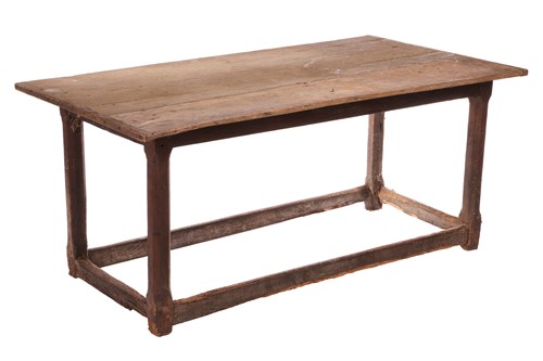 Lot 131 - A rustic oak rectangular tavern table,...