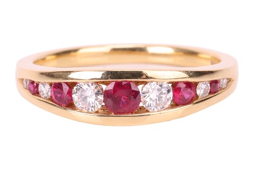 Lot 75 - A ruby and diamond-set ring, in 18ct yellow...