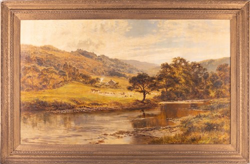 Lot 16 - R. Gallon (1845 - 1925), Landscape with a...