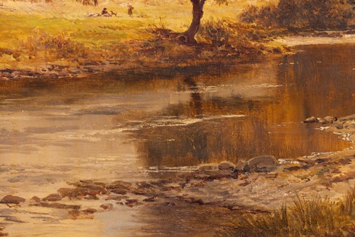 Lot 16 - R. Gallon (1845 - 1925), Landscape with a...