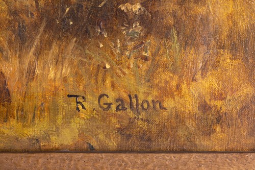 Lot 16 - R. Gallon (1845 - 1925), Landscape with a...