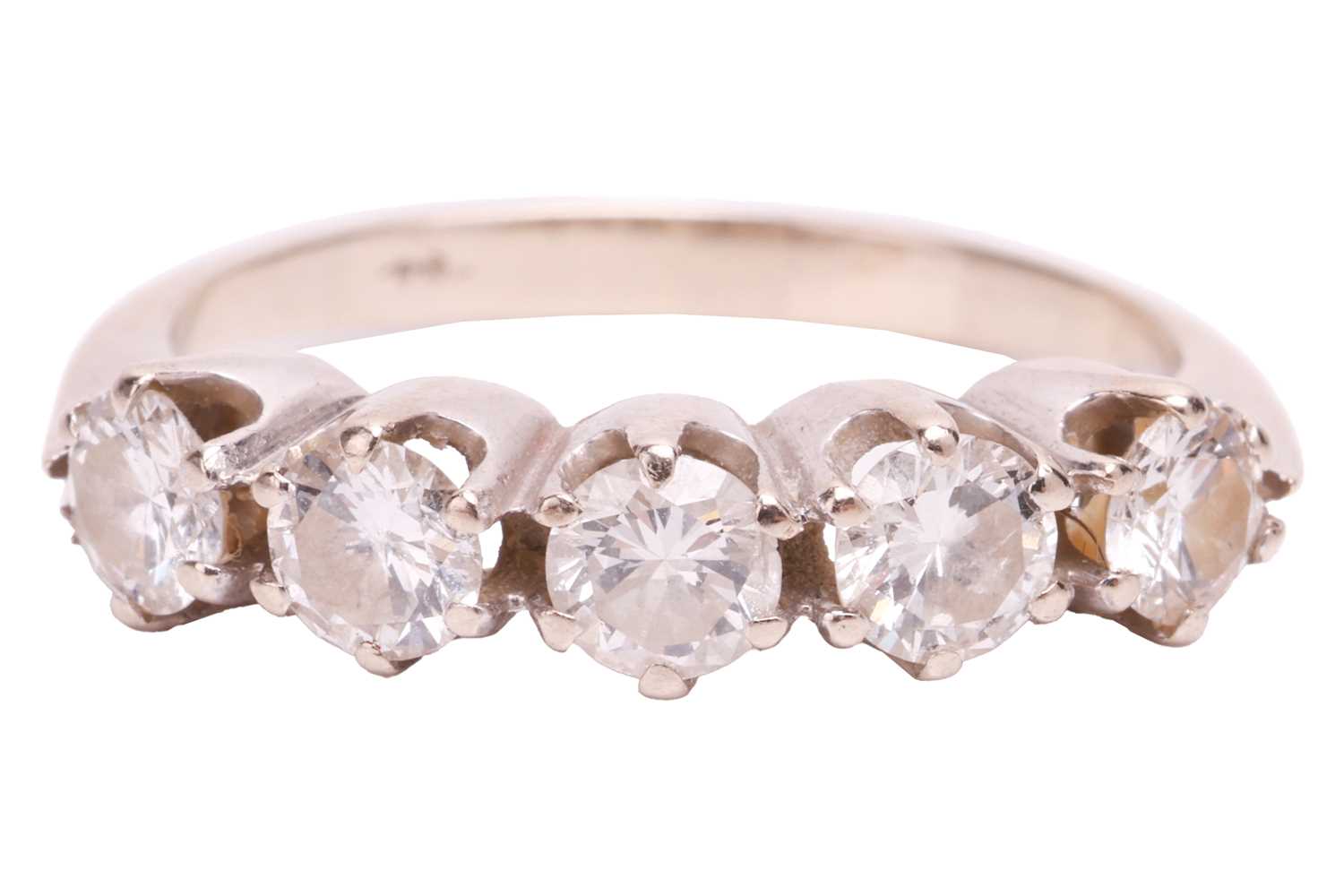 Lot 33 - A five-stone diamond ring, the five round...