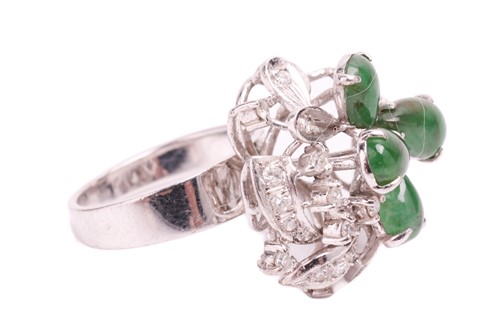 Lot 109 - A jadeite and diamond cluster pendant and...