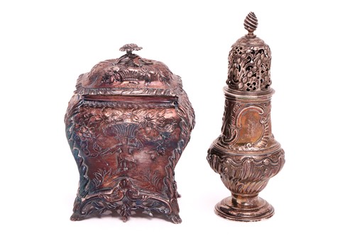 Lot 308 - A Victorian silver bombe form tea caddy and...