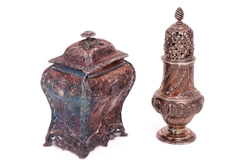 Lot 308 - A Victorian silver bombe form tea caddy and...