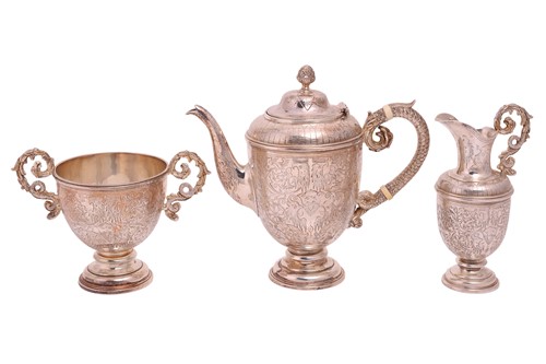 Lot 267 - A Victorian silver bachelor's coffee set, with...