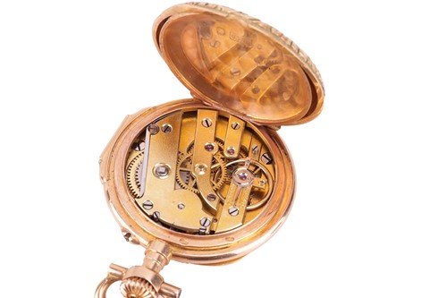 Lot 199 - An enamel and rose-cut diamond full hunter...