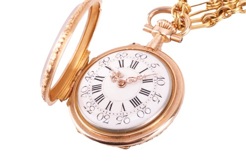 Lot 199 - An enamel and rose-cut diamond full hunter...