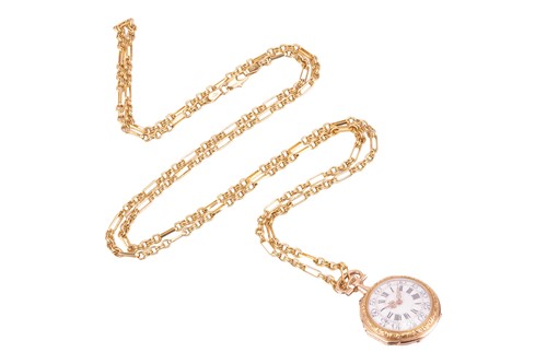 Lot 199 - An enamel and rose-cut diamond full hunter...