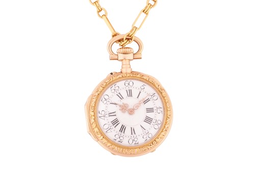 Lot 199 - An enamel and rose-cut diamond full hunter...