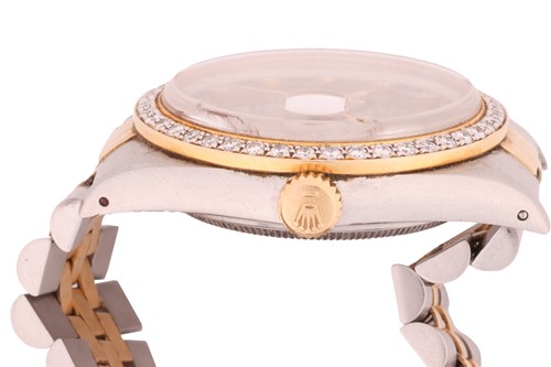 Lot 152 - A Rolex Datejust grey dial 36mm bi-metal watch,...