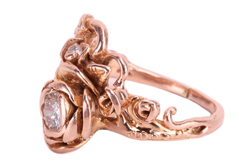 Lot 11 - A diamond ring designed as a spray of roses,...
