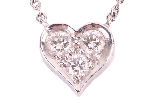 Lot 92 - Tiffany & Co. - a diamond-set heart necklace,...