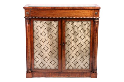 Lot 128 - A William IV and later figured rosewood...