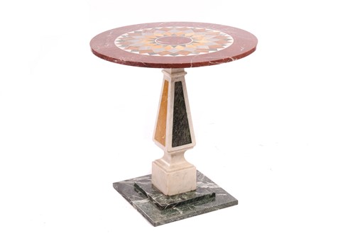 Lot 117 - A circular pietra dura pillar table, 20th...