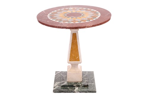 Lot 117 - A circular pietra dura pillar table, 20th...