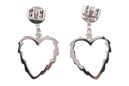 Lot 123 - A pair of diamond heart earrings, by Kiki...