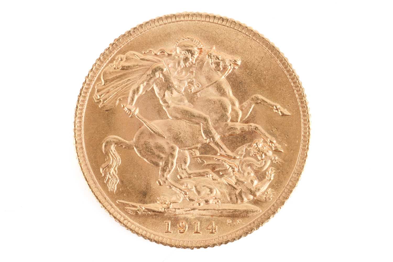 Lot 10 - A George V sovereign 1914, obverse with bare...