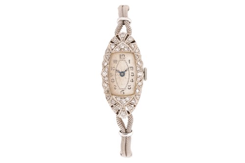Lot 31 - An Art Deco lady's cocktail watch, the navette-...