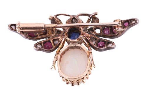 Lot 66 - A Victorian gem-set butterfly brooch, the...