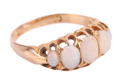 Lot 107 - An early 20th-century opal half-hoop ring in...