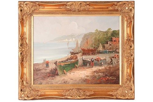Lot 6 - K Hanna (20th century), coastal scene, oil on...