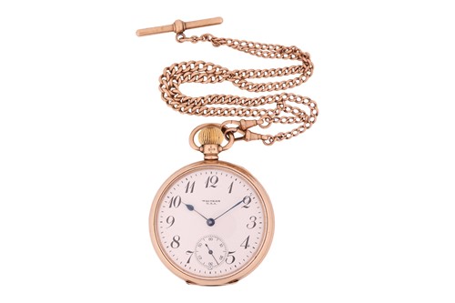 Lot 197 - A 9ct gold Waltham open-face pocket watch and...