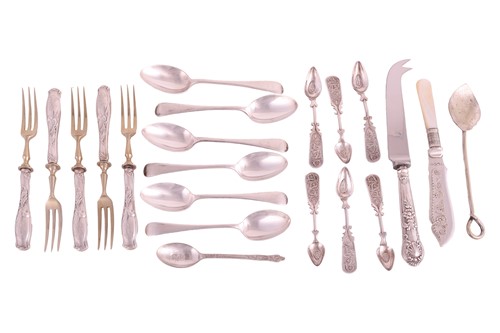 Lot 125 - A mixed collection of flatware; six Old...