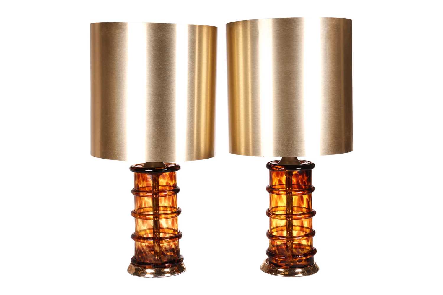 Lot 121 - A pair of large Murano glass table lamps,...