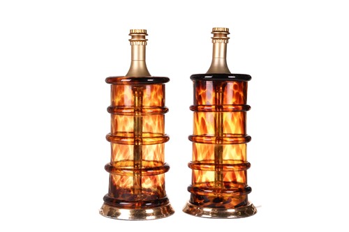 Lot 121 - A pair of large Murano glass table lamps,...