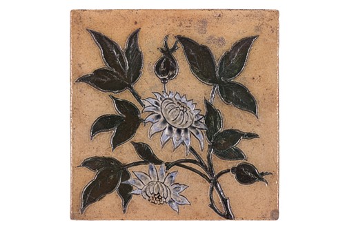 Lot A 19th-century stoneware tile, probably by...