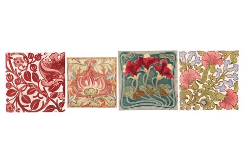 Lot 44 - Two Maw & Co ceramic floral design tiles, one...