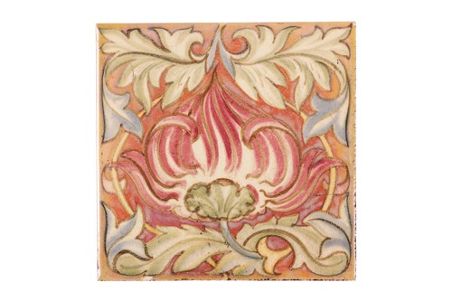 Lot 44 - Two Maw & Co ceramic floral design tiles, one...