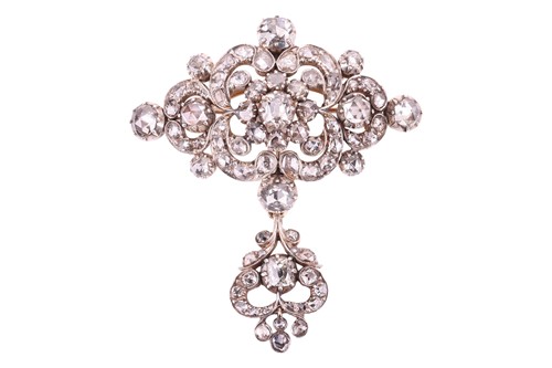 Lot 134 - A Victorian rose cut diamond brooch, in a...