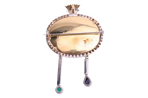 Lot 126 - A gem-set plaque brooch-cum-pendant, the...