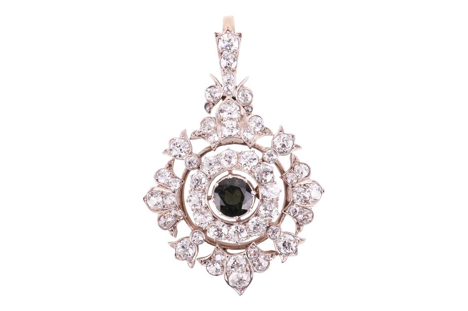 Lot 56 - An Edwardian diamond and tourmaline guirlande...