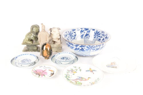 Lot 46 - A large Chinese blue and white wash basin,...