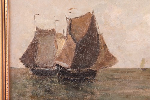Lot 38 - German Grobe (1857-1938), seascape with boats,...