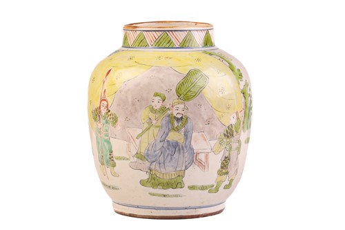 Lot 150 - A Chinese Wucai porcelain vase/jar, Qing...