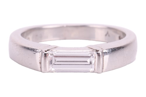 Lot 62 - A diamond solitaire platinum ring, featuring a...