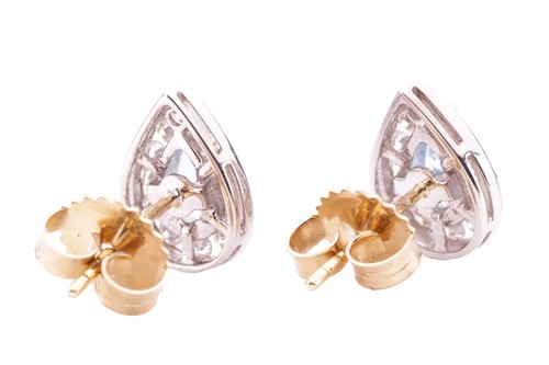 Lot 10 - A pair of aquamarine and diamond stud earrings,...