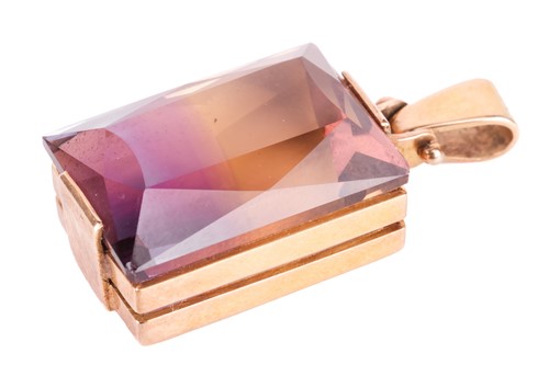 Lot 65 - An ametrine pendant, featuring a faceted...