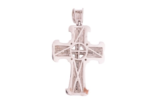 Lot 77 - A diamond-set cross pendant in 14ct white gold,...